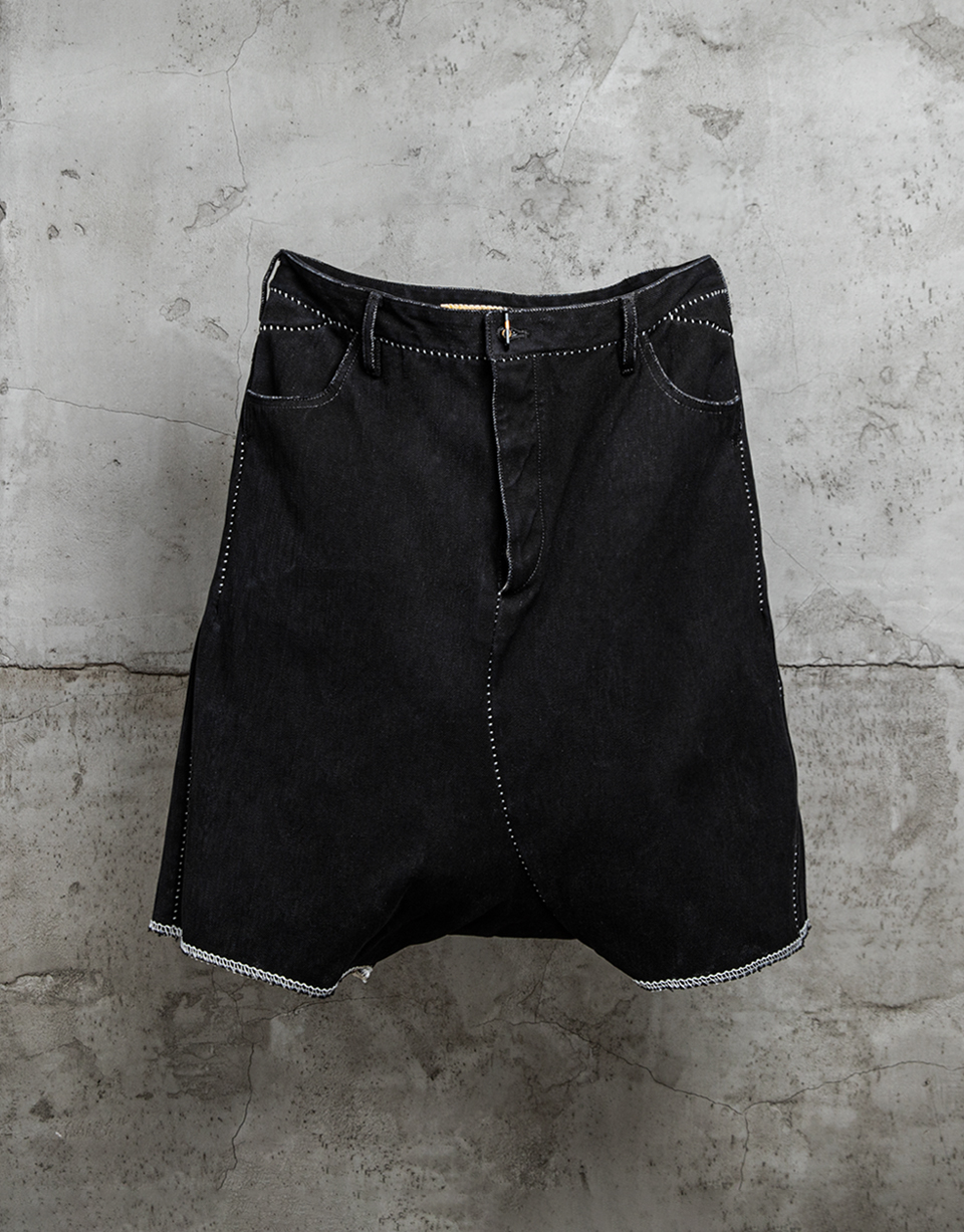OVERLOCK DEAD END, SHORT APRON JEANS/101