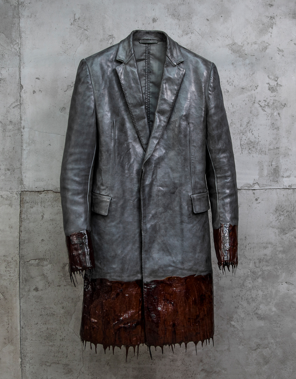 O.D. LINED-UNLINED DRIP-RUBBER LEATHER JACKET/19