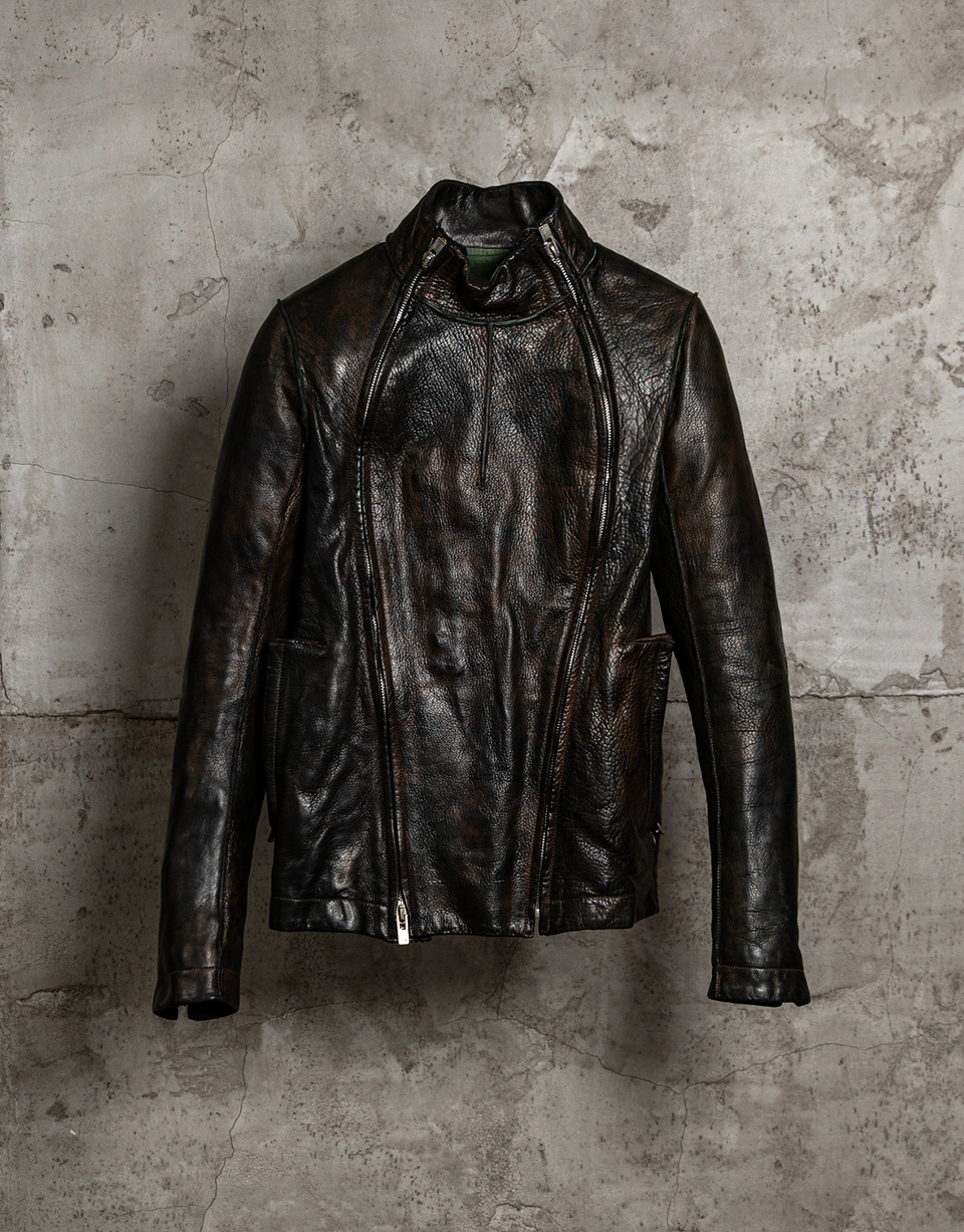 O.D. LINED PINCH SEAM 2 ZIP FENCING LEATHER JACKET/12