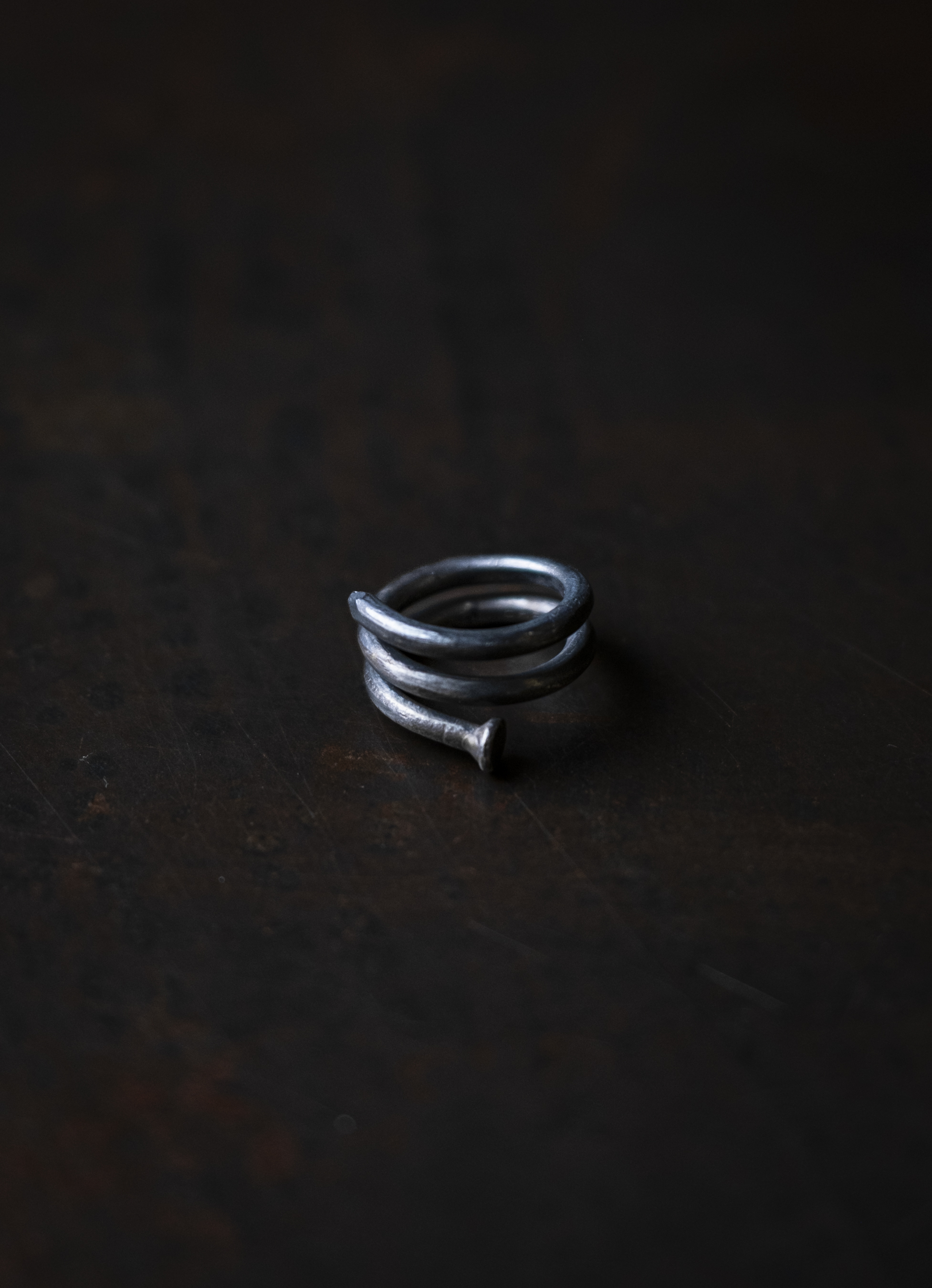 SPIRAL NAIL SILVER RING