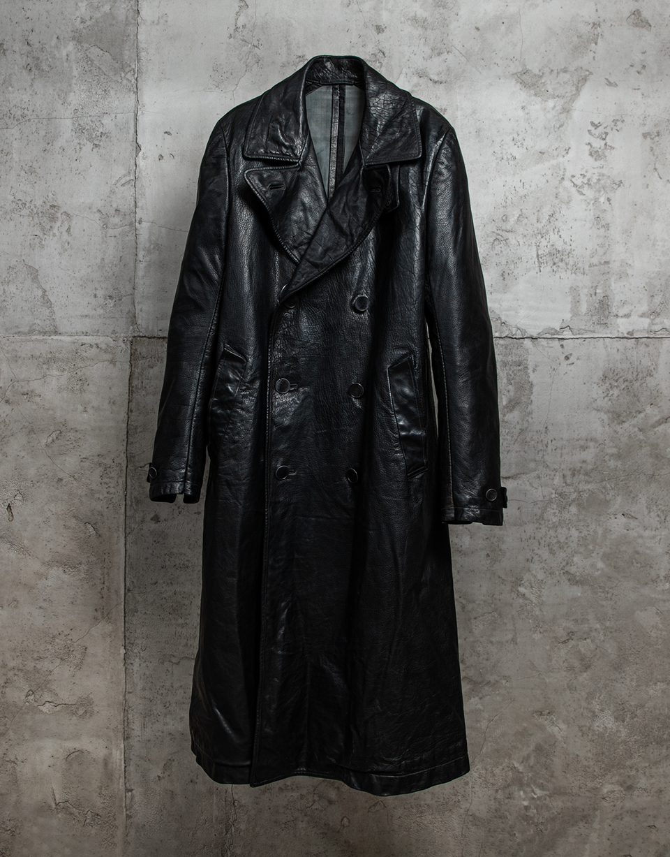 LINED-UNLINED CHAINSEAM BACK RAGLAN LEATHER TRENCH/010