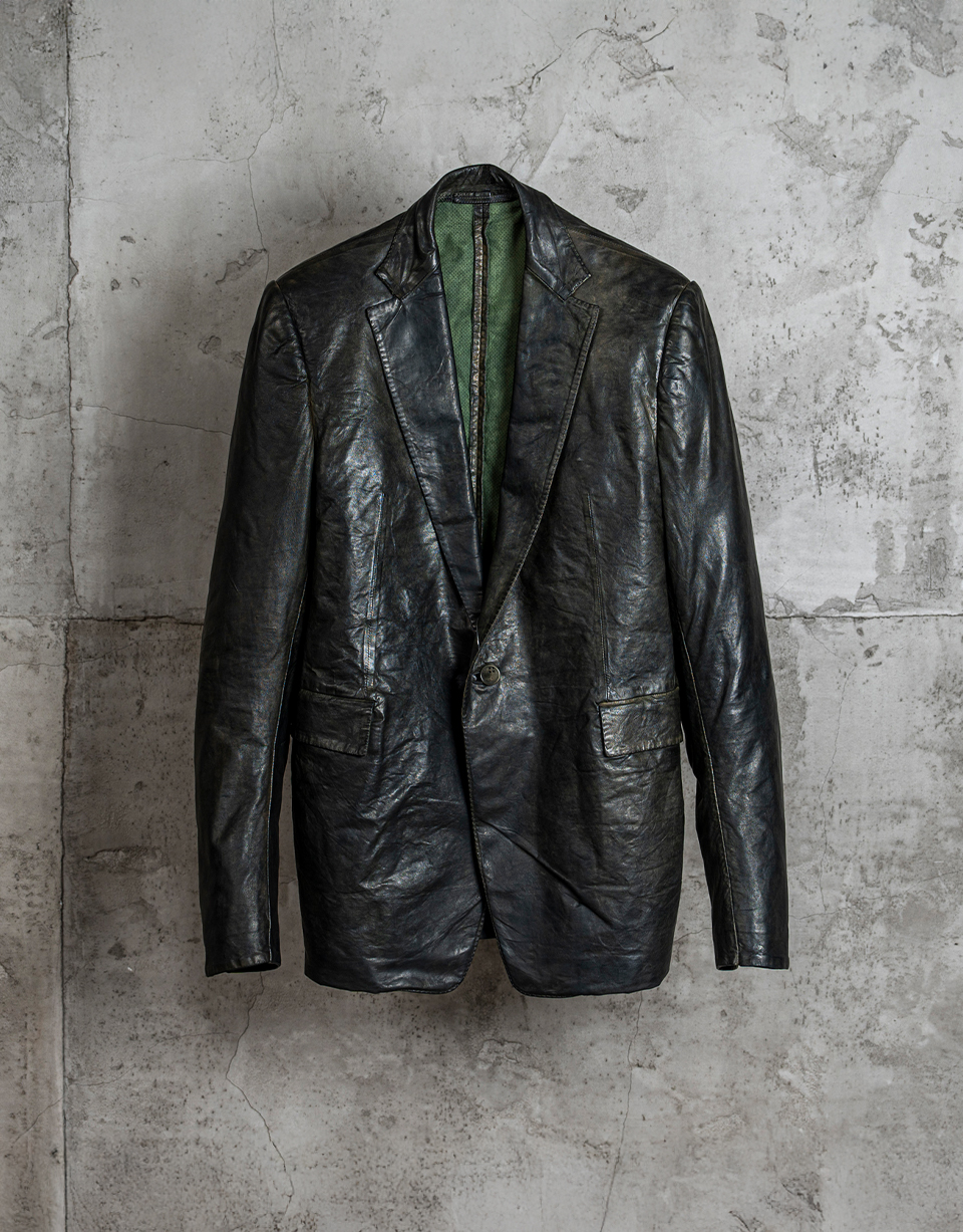O. D. LINED-UNLINED 1 BUTTON LEATHER JACKET/12/rools