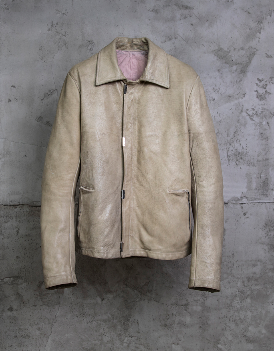 LINED SCARSTITCHED LEATHER JACKET/036