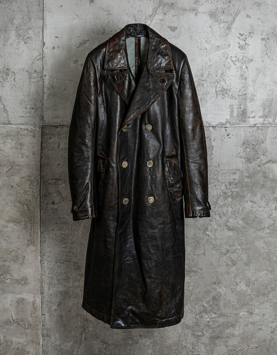 LINED-UNLINED CHAINSEAM BACK RAGLAN LEATHER TRENCH/19*/bims