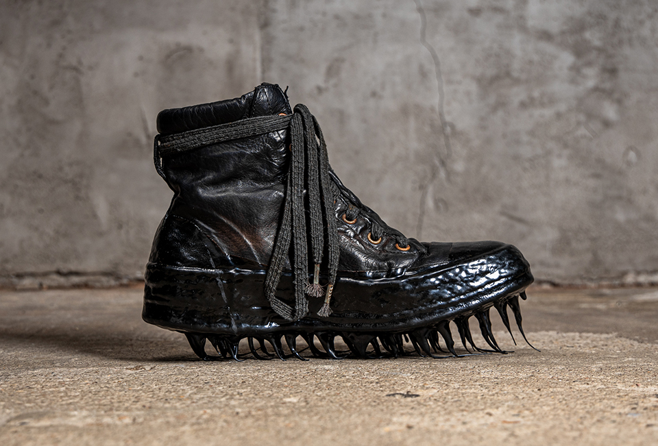 O.DYED NOSEAM DRIP-RUBBER SNEAKERS/010/blck/blck