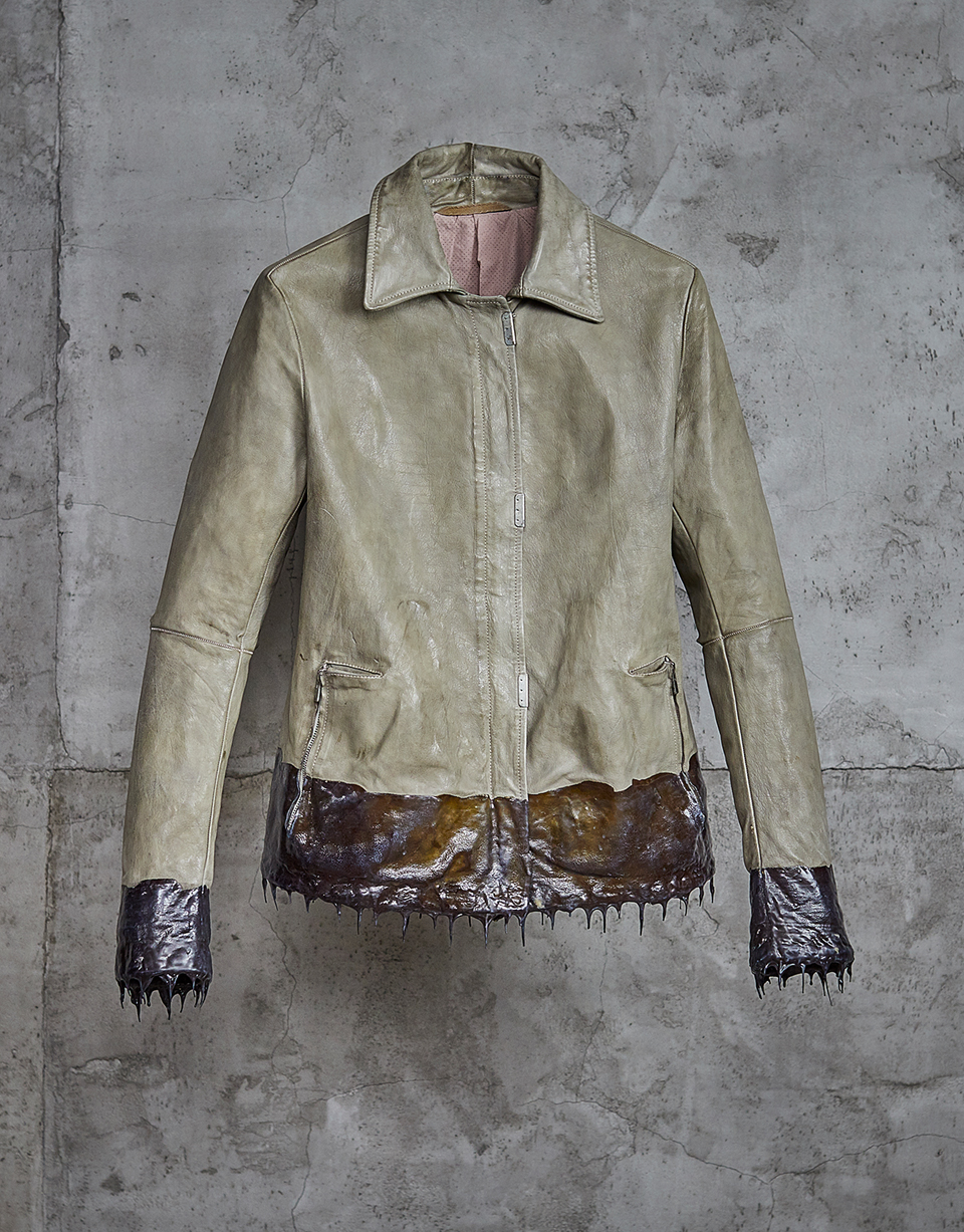 O.D. DRIP RUBBERED LEATHER JACKET/036