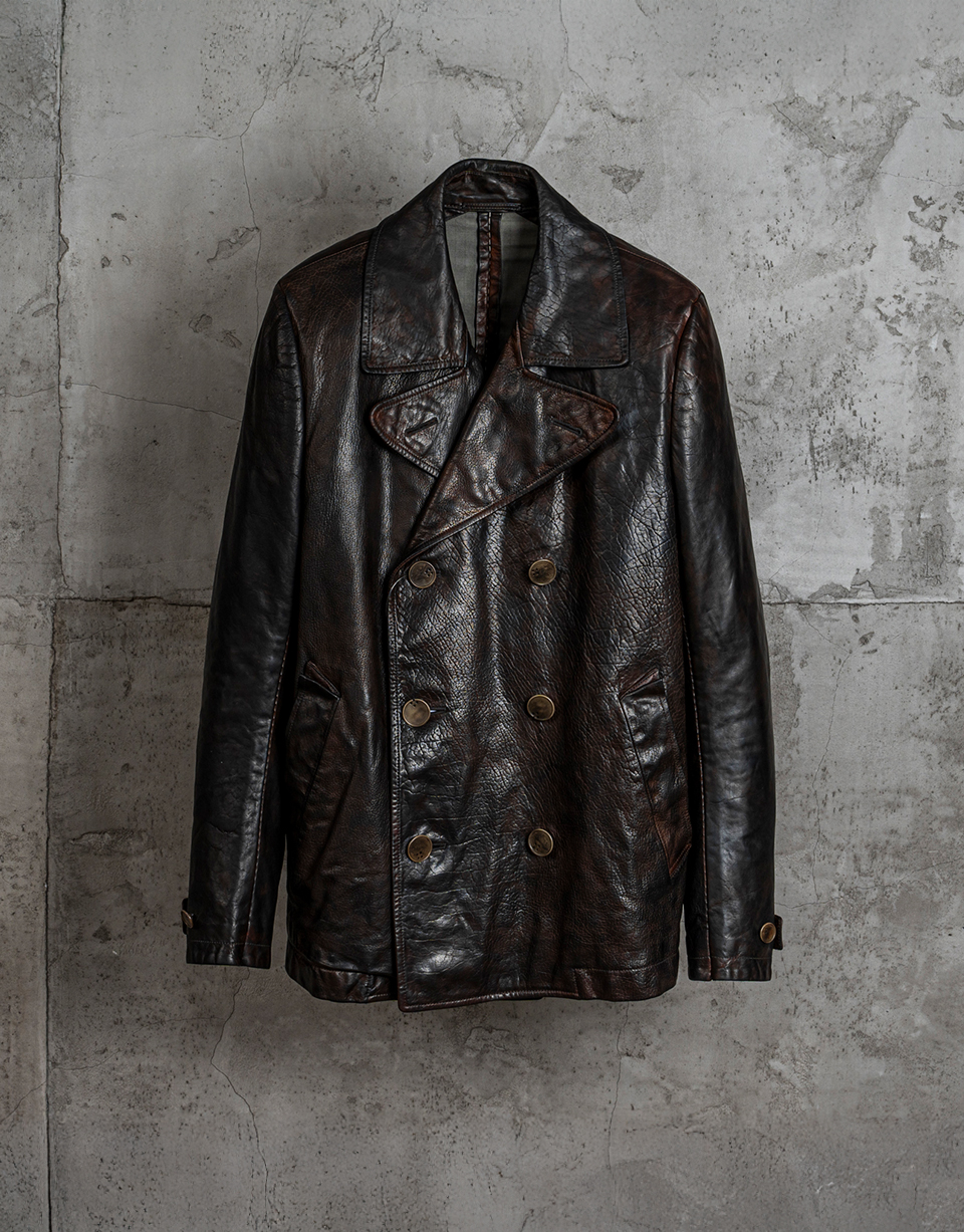 O. D. LINED-UNLINED CHAIN SEAM BACK RAGLAN LEATHER CABAN/19*/bims