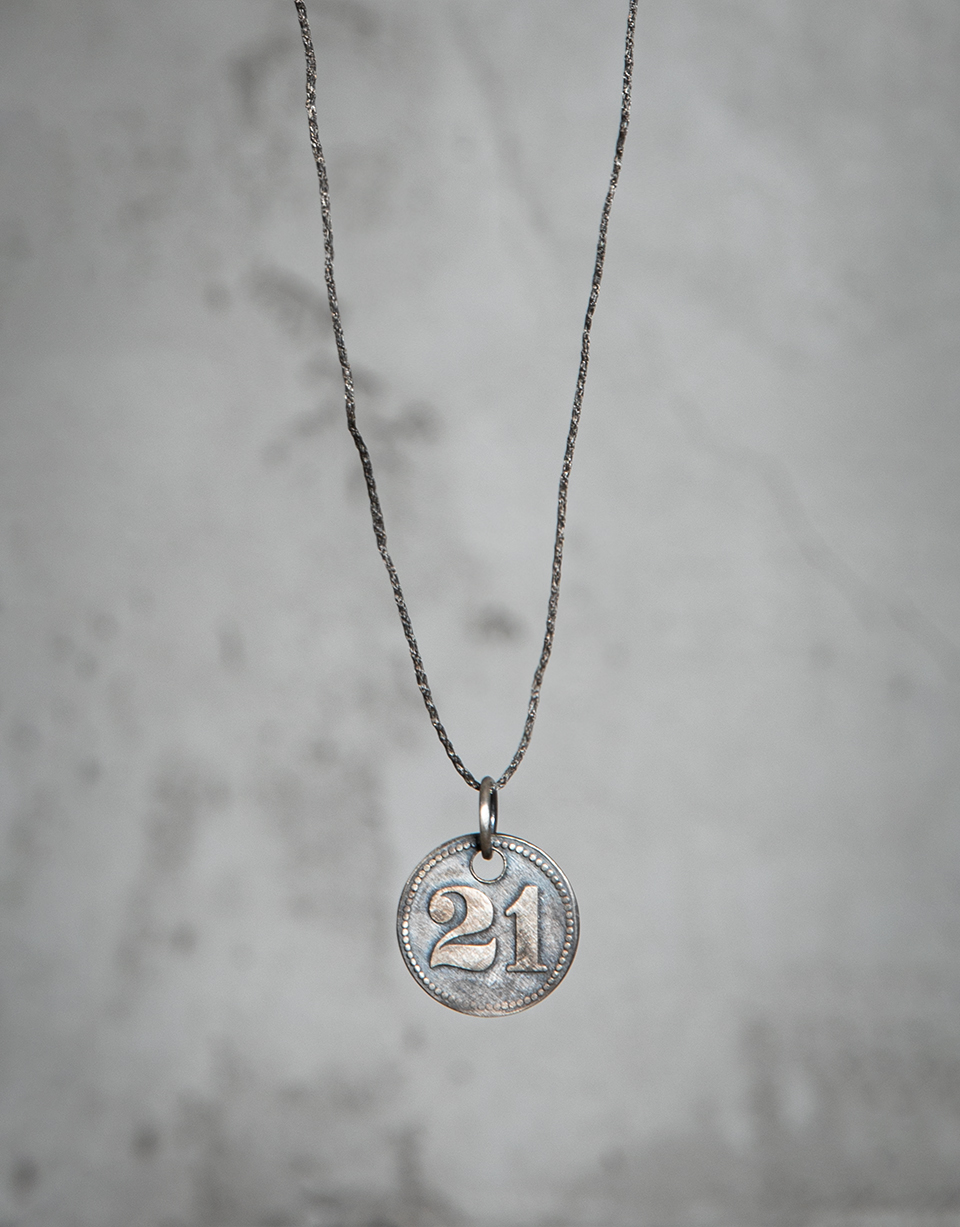 SILVER SECURITY NUMBER NECKLACE