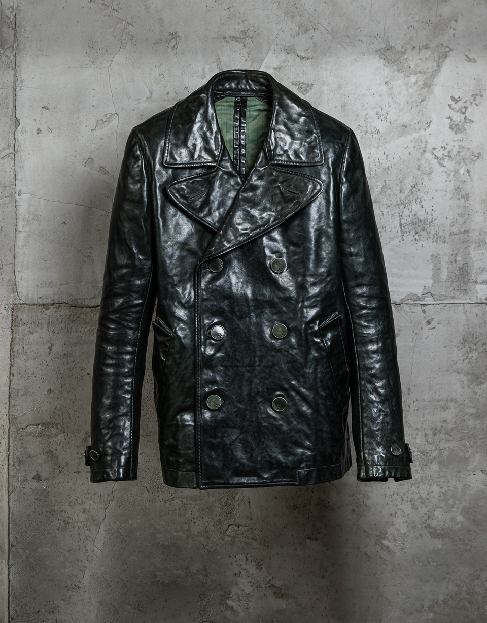 O. D. LINED-UNLINED CHAIN SEAM BACK RAGLAN LEATHER CABAN/12/cors